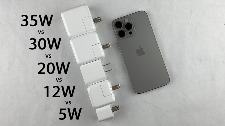 iPhone 15 Pro Max Charge Test: 35W vs 30W vs 20W vs 12W vs 5W (Apple)