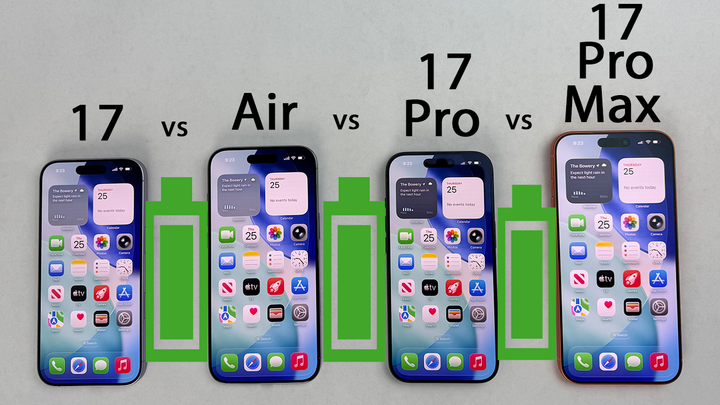 iPhone 17 Pro Max vs 17 Pro vs Air vs 17 Battery Life DRAIN Test
